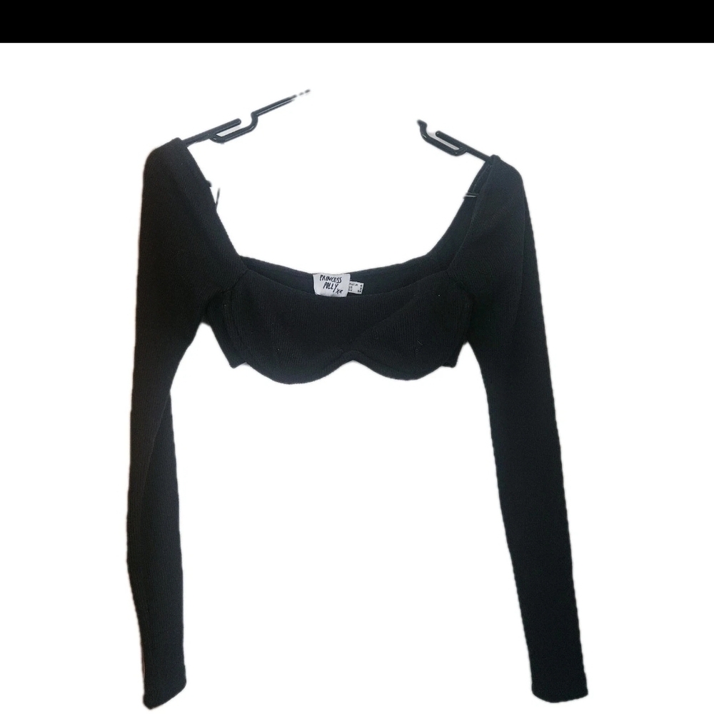 Princess Polly Black Long Sleeve Crop Top